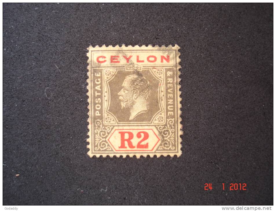 Ceylon  1912  K.Edward VII    2 R    Black /red/yellow  Die1   SG316     Used - Ceylon (...-1947)