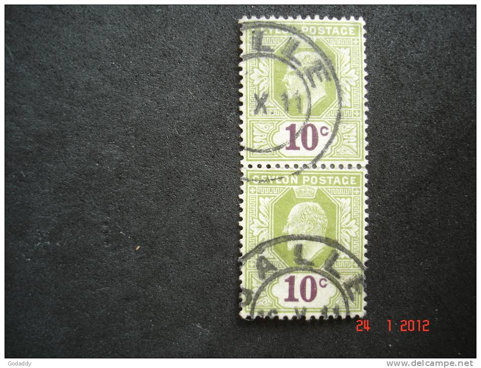 Ceylon  1910  K.Edward VII  10 Cents  Pair     SG294  Used - Ceylon (...-1947)