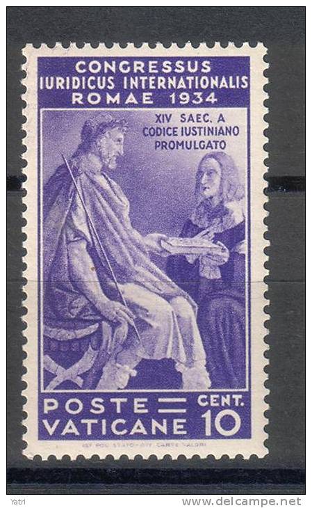 Vaticano - 1936 - Congresso Giuridico - 10 C. ** (gomma Bicolore) - Neufs