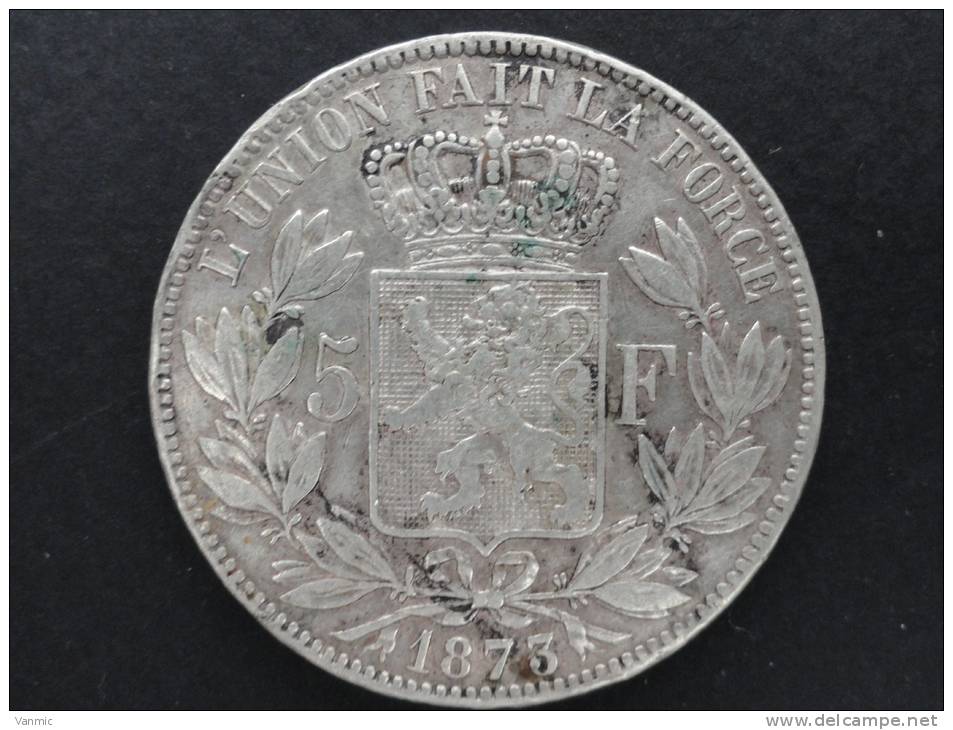 1873 - 5 Francs LEOPOLD II - L'UNION FAIT LA FORCE - Belgique - Argent - 5 Francs