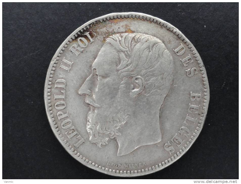 1873 - 5 Francs LEOPOLD II - L'UNION FAIT LA FORCE - Belgique - Argent - 5 Francs