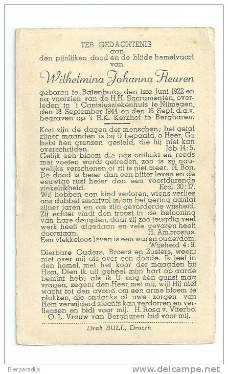 Wilhelmina  Fleuren   Batenburg  1922 -1944 Bergharen - Religion & Esotérisme