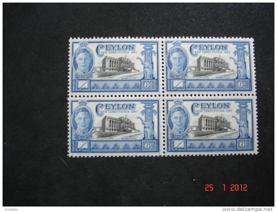 Ceylon  1947  K.George VI   Block Of 4      6 Cents     SG402    MNH/MH Top Pair - Ceylon (...-1947)