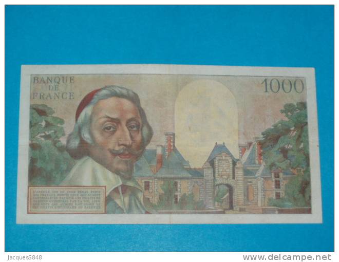 1000 Fr Richelieu Type 1953 Du 7-10-1954 - TTB + N° 62248 - L. 79 -  épinglages -  Plis - Pas De Coupure - 1 000 F 1953-1957 ''Richelieu''