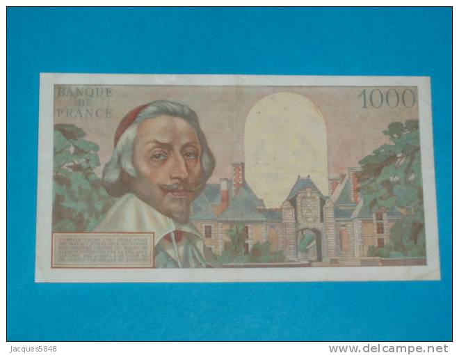 1000 Fr Richelieu Type 1953 Du 1-9-1955 - TTB+  - N° 11017  - C. 192 -  1 épinglages 3 Trous -  Plis - Pas De Coupure - 1 000 F 1953-1957 ''Richelieu''