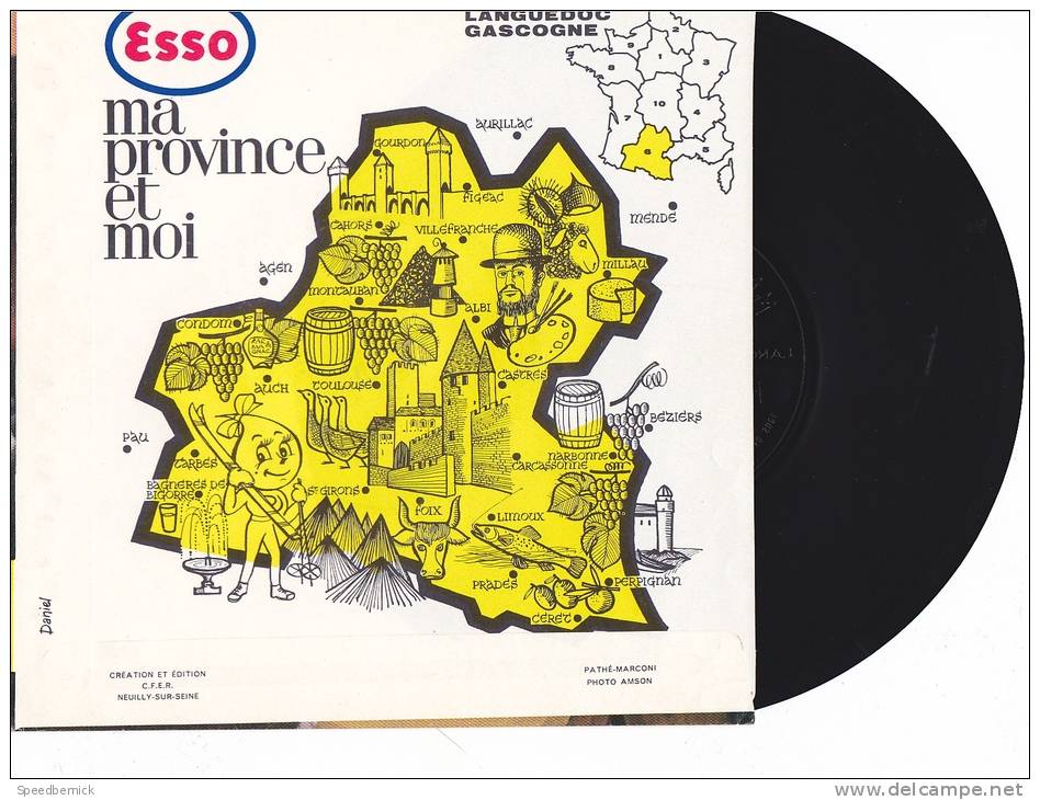 Disque Souple  18x18cm Esso, Province Et Moi N° 6 Languedoc Gascogne Chanson François Deguelt - Tambour - Autres & Non Classés