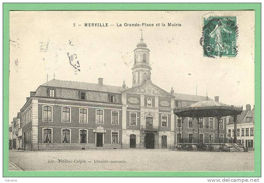 59 MERVILLE - La Grande Place Et La Mairie - Merville