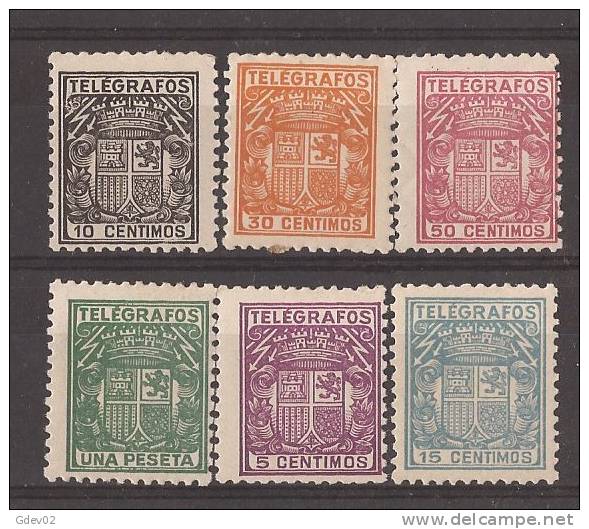 ESTGF68-LA772PC-TESCUTESARMSELLO.Spain. Espagne.TELEGRAFOS ESPAÑOL.ESCUDO DE ESPAÑA.1932/3. (Ed 68/73**)  Sin Charnela. - Sellos