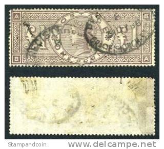 Great Britain #110 (SG #185) Used £1 Brown Violet Victoria From 1884 - Used Stamps