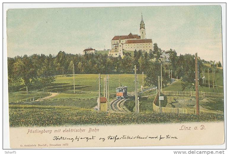 Linz A. Donau Pöstlingberg Electrische Bahn Bergbahn Pöstlingbergbahn Farbig C. 1904 - Sonstige & Ohne Zuordnung