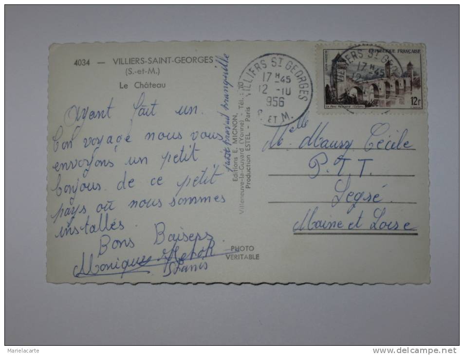 MA36  - Villiers Saint Georges Le Chateau  1956 - Villiers Saint Georges