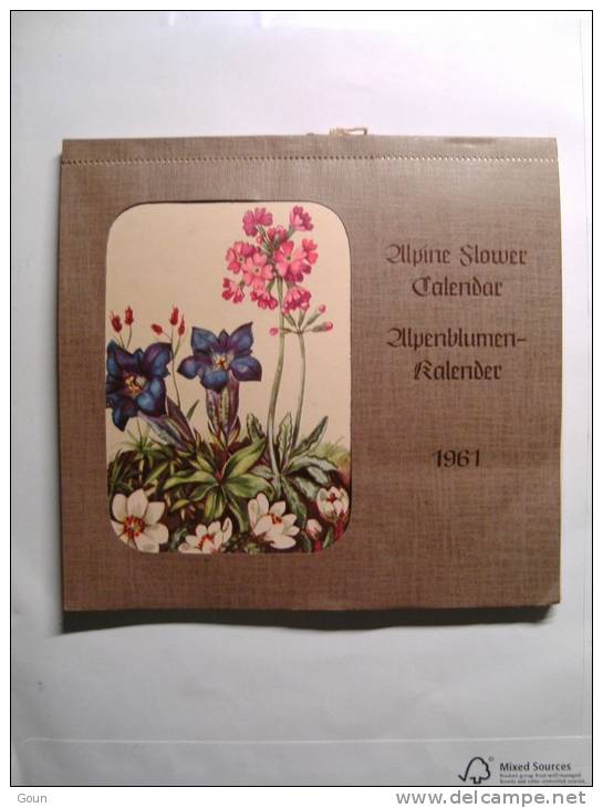 A-A Alpine Flower Calendar 1961 Alpenblumenkalender Calendrier 1961 12x Cartes Postales De Fleurs Des Alpes - Tamaño Pequeño : 1961-70