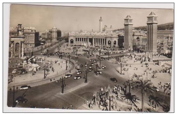 RP: Aerial View Of Plaza De Espana Y Exposicion, Barcelona, Cataluna Spain 1958 - Barcelona