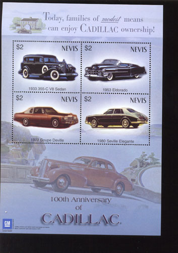 NEVIS   1346  MINT NEVER HINGED MINI SHEETS OF CARS  # M-583-1  (  CADILLAC - Cars