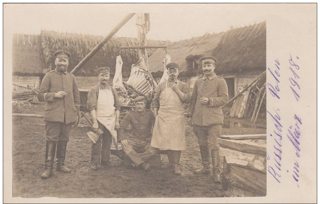 RUSSICH POLEN-SOLDATS ALLEMANDS-BOUCHERS AU TRAVAIL-CARTE PHOTO - Guerre 1914-18