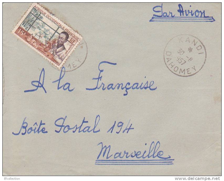 KANDI ( Peu Courant ) DAHOMEY - 1957 - Afrique,colonies Francaises,avion,lettre,m Arcophilie - Lettres & Documents