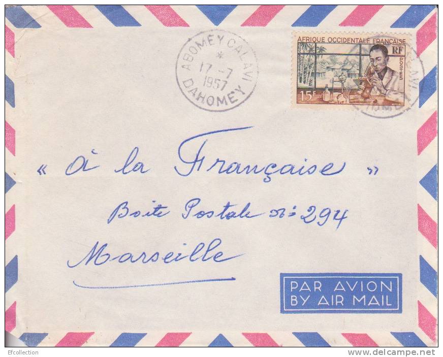 ABOMEY CALAVI ( Petit Bureau ) DAHOMEY - 1957 - Afrique,colonies Francaises,avion,lettre,m Arcophilie,rare - Brieven En Documenten