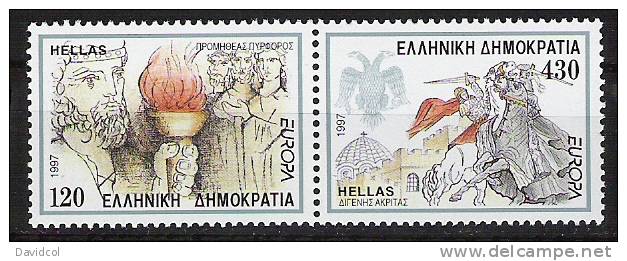 R183.-.GREECE / GRECIA .-. 1997 .-. SCOTT #:  1873-74.-. MNH .-. EUROPA .-. STORIES AND LEGENDS. - Unused Stamps