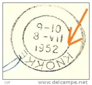 851 Op Kaart (Duinbergen / Le Petit Golf Le Soir) Met Mekanische Vlagstempel KNOKKE Met Omgedraaid Datummidden !!! - 1951-1975 Heraldieke Leeuw