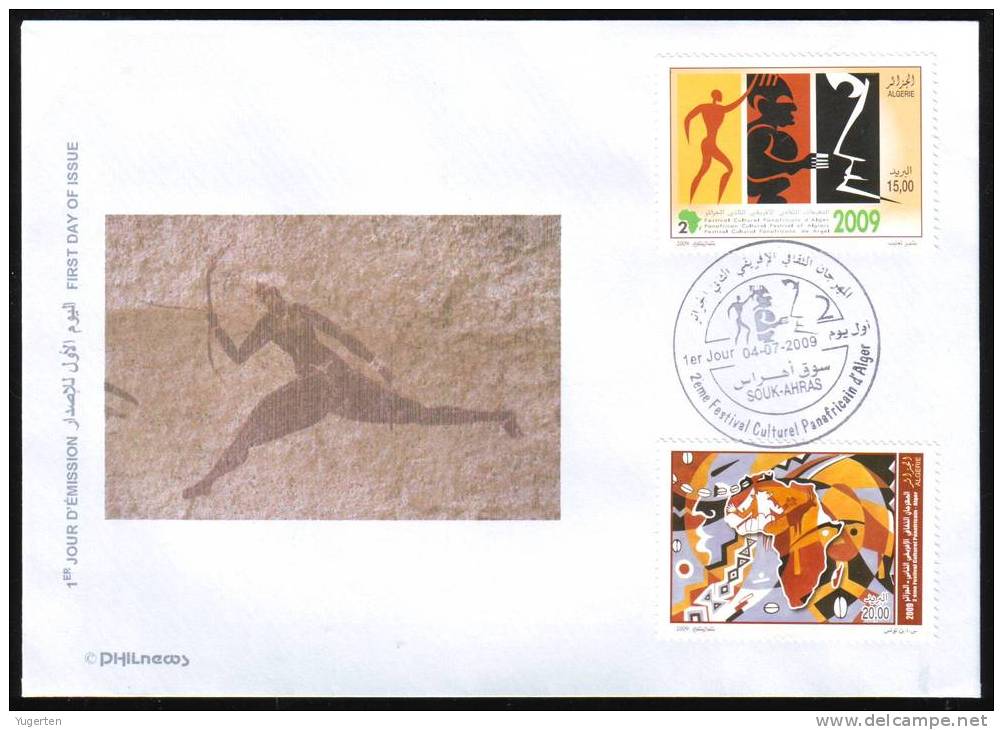 ALGERIE ALGERIA ALGERIEN ARGELIA - 2009 - Festival Panafricain - Art Rupestre - Archery  Chasse - FDC - Prehistory