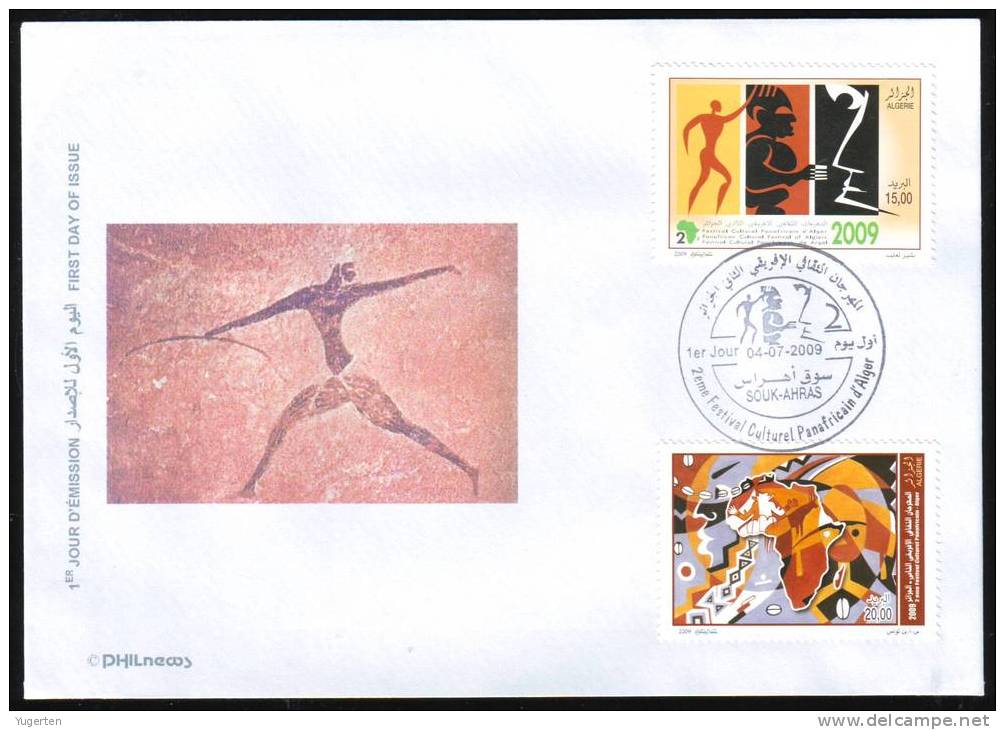 ALGERIE ALGERIA ALGERIEN ARGELIA - 2009 - Festival Panafricain - Art Rupestre - Archery Chasse - FDC - Prehistory