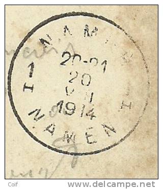 Kaart Met Stempel NAMUR / NAMEN Op 20/08/1914 (Offensief W.O.I) - Niet-bezet Gebied