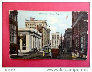 Kansas City – Missouri  Trolley On Bankers Row  1915 Cancel-----   ---=ref 404 - Kansas City – Missouri