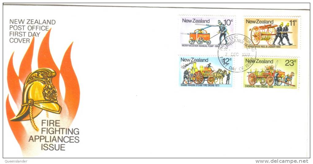1977 FDC New Zealand Fire Fighting  Official FDC Cover 7th December 1977 Unaddressed  FDC - FDC