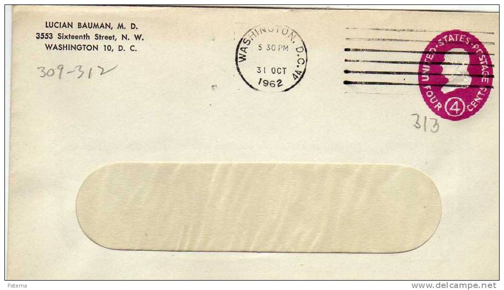 Entero Postal Washington 1962, 4 Cts  Lila,  Estados Unidos, - 1961-80