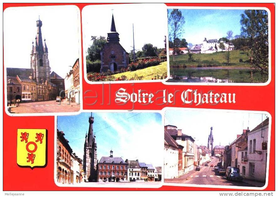 Cpsm Solre Le Château  (59) Multivues Et Blason - Solre Le Chateau
