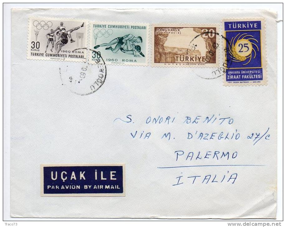 TURCHIA  /  ITALIA  - Cover_ Lettera 30 X 2 + 20 + 25 -  AIR MAIL 1960 - Cartas & Documentos