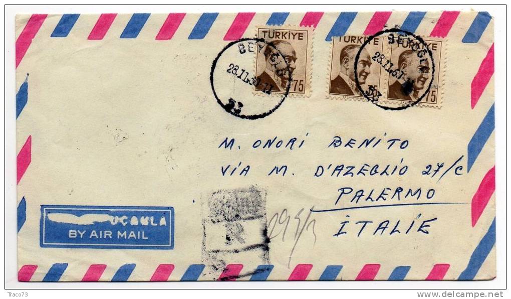 TURCHIA  /  ITALIA  - Cover_ Lettera   75 X 3  -  AIR MAIL 1960 - Lettres & Documents