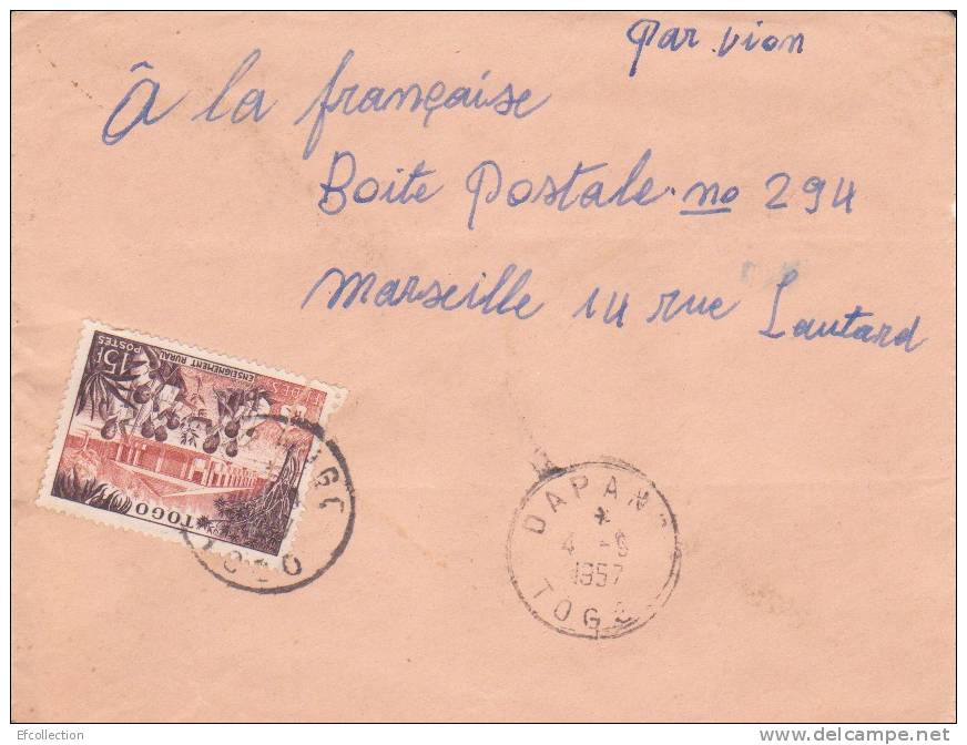 Dapango (Dapaong) Région Savanes Togo 1957 Afrique Ancienne Colonie Française 259 Marcophilie Lettre > France Marseille - Cartas & Documentos