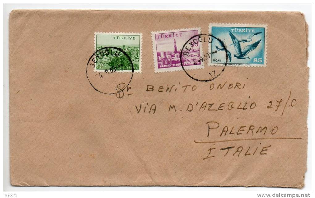 TURCHIA  /  ITALIA  - Cover_ Lettera   5 + 30 + 85  -  AIR MAIL 1960 - Lettres & Documents