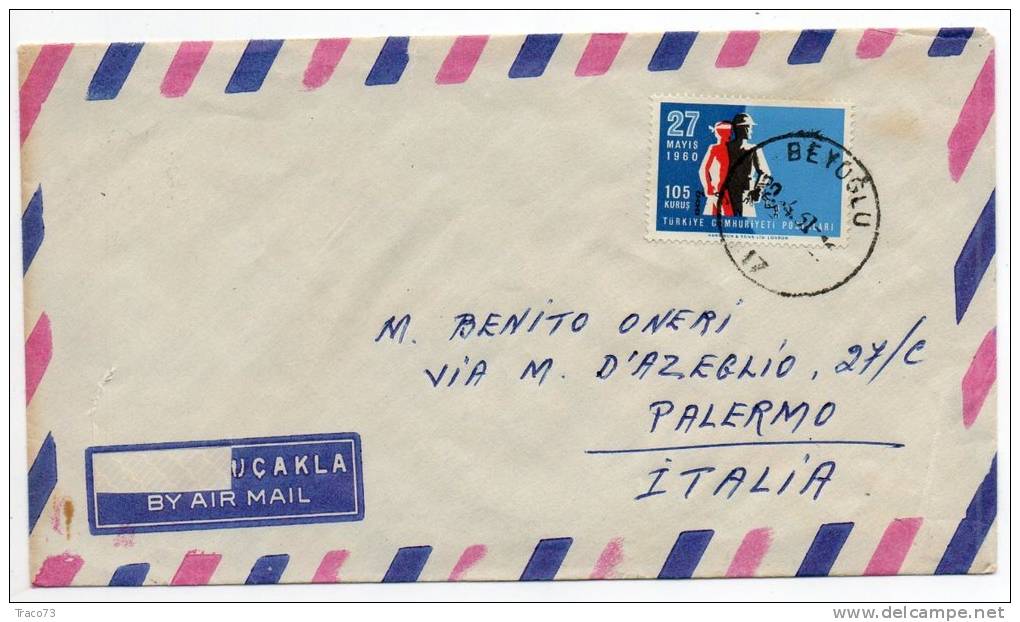 TURCHIA  /  ITALIA  - Cover_ Lettera    105  -  AIR MAIL 1961 - Brieven En Documenten