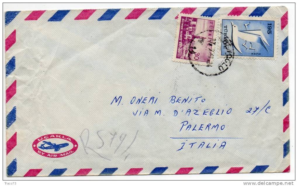 TURCHIA  /  ITALIA  - Cover_ Lettera    30 +195  -  AIR MAIL 1961 - Storia Postale