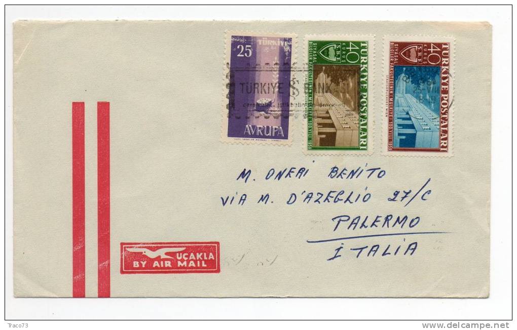 TURCHIA  /  ITALIA  - Cover_ Lettera  40 X 2 + 25  -  AIR MAIL  1961 - Brieven En Documenten