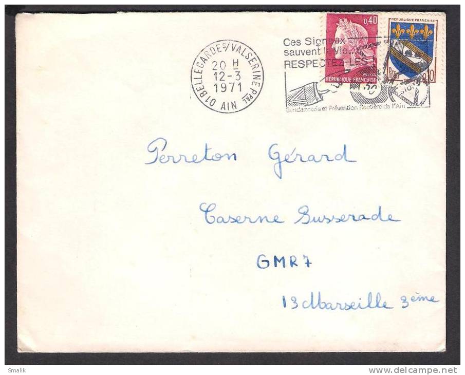 FRANCE Postal History Cover From BELLECARDE 12-3-1971 With Slogan Postmark - Mechanical Postmarks (Advertisement)