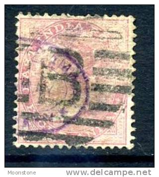 India QV 1858 8 Annas Carmine, No Watermark, Good Used (D) - 1858-79 Compagnie Des Indes & Gouvernement De La Reine