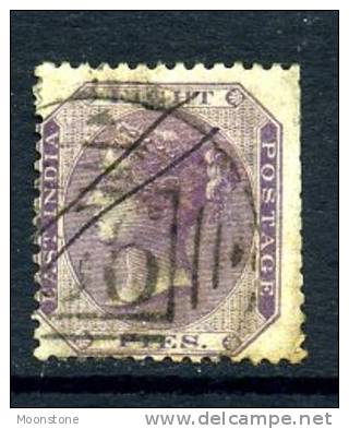 India QV 1865 8 Pies Purple, No Watermark, Good Used (D) - 1858-79 Kolonie Van De Kroon