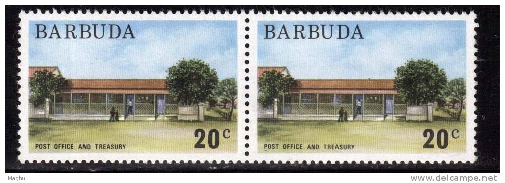 Barbuda MNH 1974, 20c Pair, Post Office And Treasury - Barbuda (...-1981)