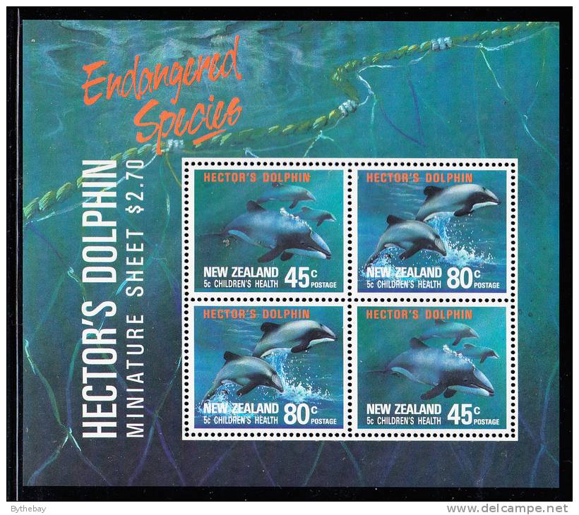 New Zealand Scott #B140a MNH Souvenir Sheet Of 4 Health Stamps - Hector's Dolphins - Neufs