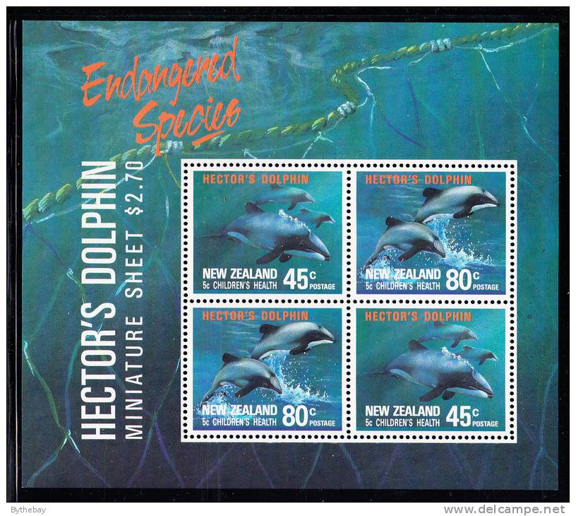 New Zealand Scott #B140a MNH Souvenir Sheet Of 4 Health Stamps - Hector's Dolphins - Dolphins