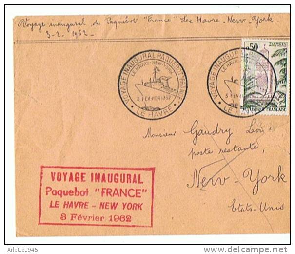 VOYAGE INAUGURAL Du PAQUEBOT  FRANCE   Le HAVRE  NEW - YORK Le 03 Février 1962 - Other & Unclassified