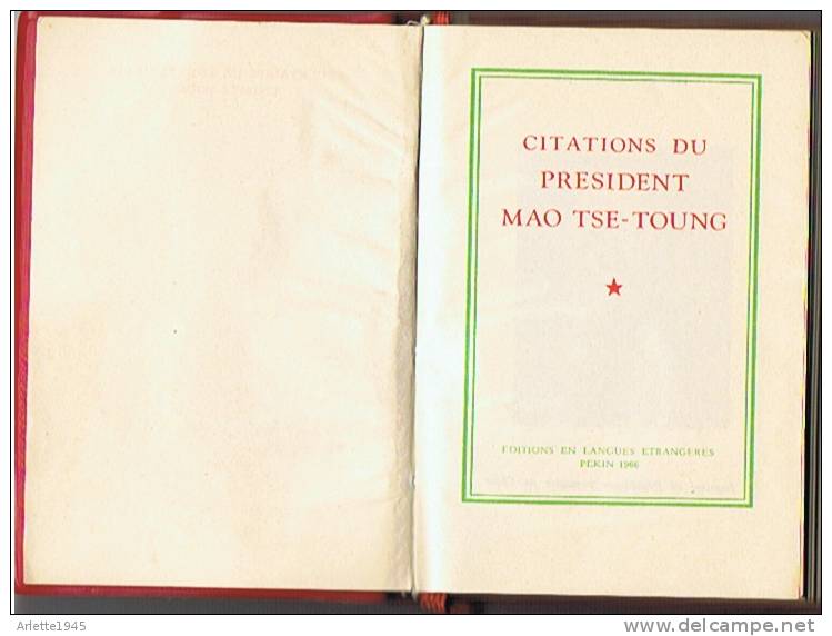 LIVRE  CITATION DU PRESIDENT MAO TSE TOUNG 1er édition 1966 - Histoire