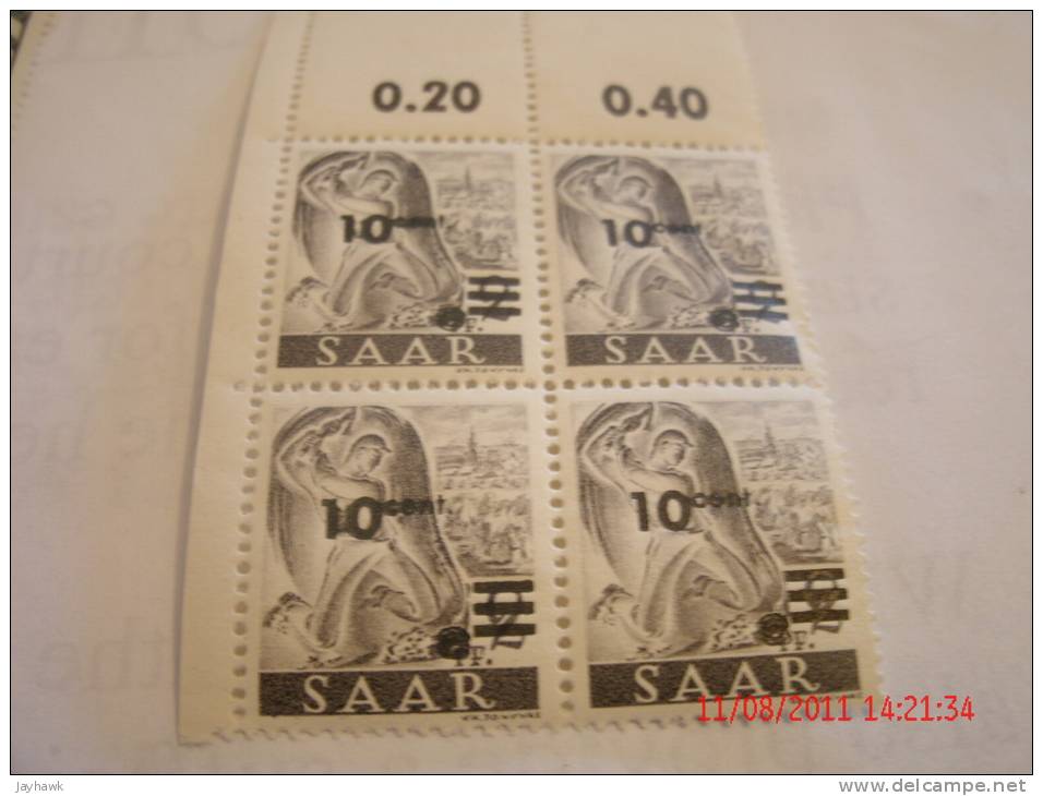 GERMANY,SAAR, MICHEL# 226Z(II)BLK OF 4, #272 PAIR,& DIENSTMARKEN, #34 BLOCK OF 4,ALL MINT OG - Service