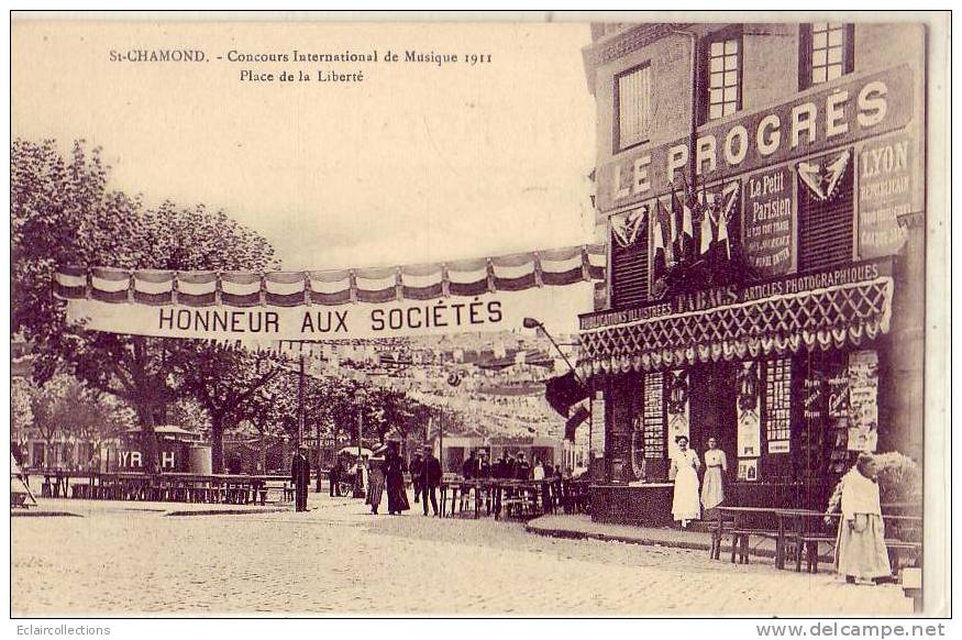 Saint Chamond     Concours De  Musique  Place De La Liberté.  Le Progrès  Vente De Cartes Postales - Saint Chamond