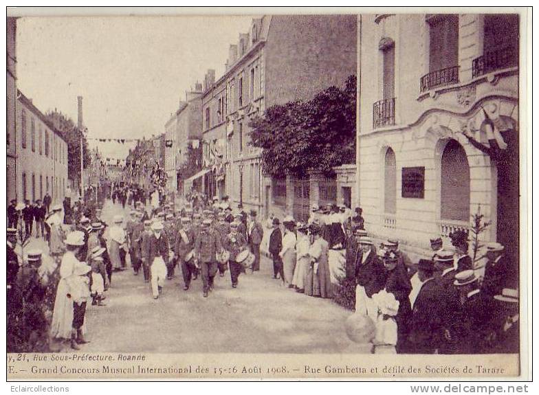 Roanne   42      Concours Musical Rue Gambetta Et Défilé Des Sociétés De Tarare  (voir Scan) - Roanne