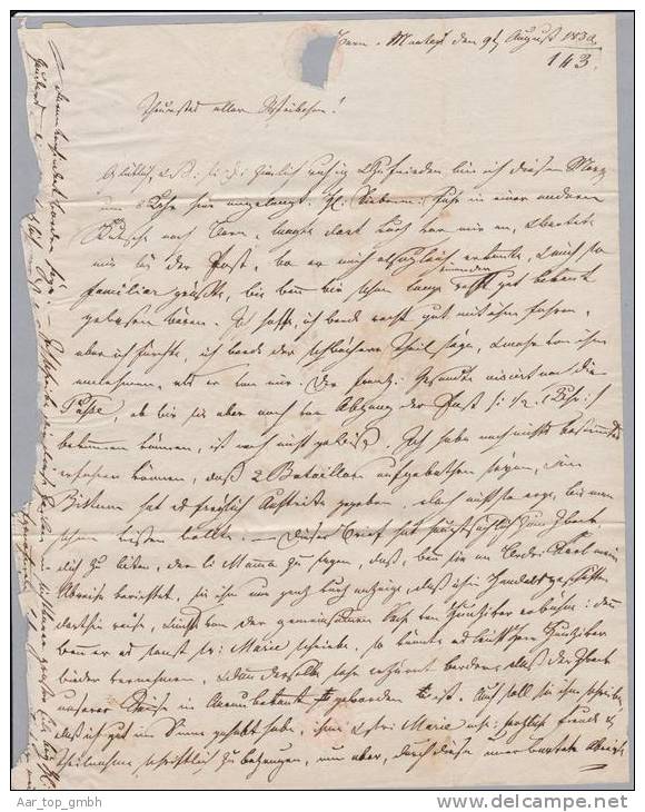 Heimat BE Bern 1839-08-14 Lang-O Brief Nach Pfungen - ...-1845 Vorphilatelie