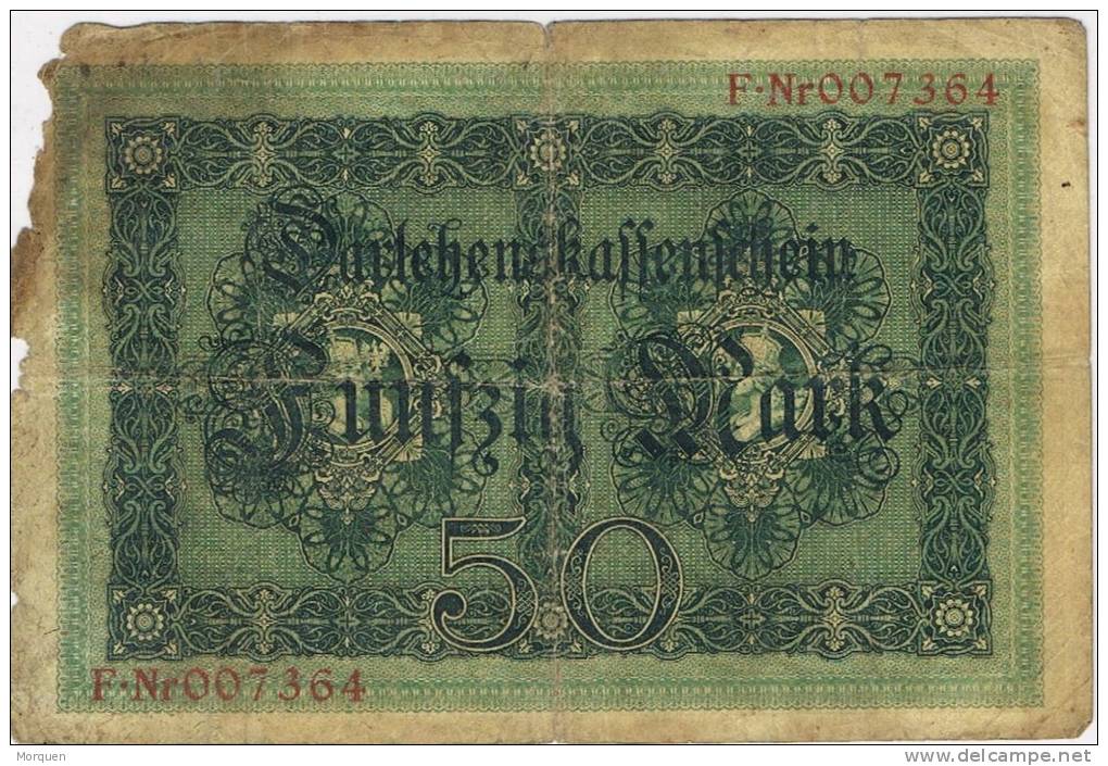 Billete 50 Mark Alemania Imperio 1914. Muy Deteriorado. - 50 Mark